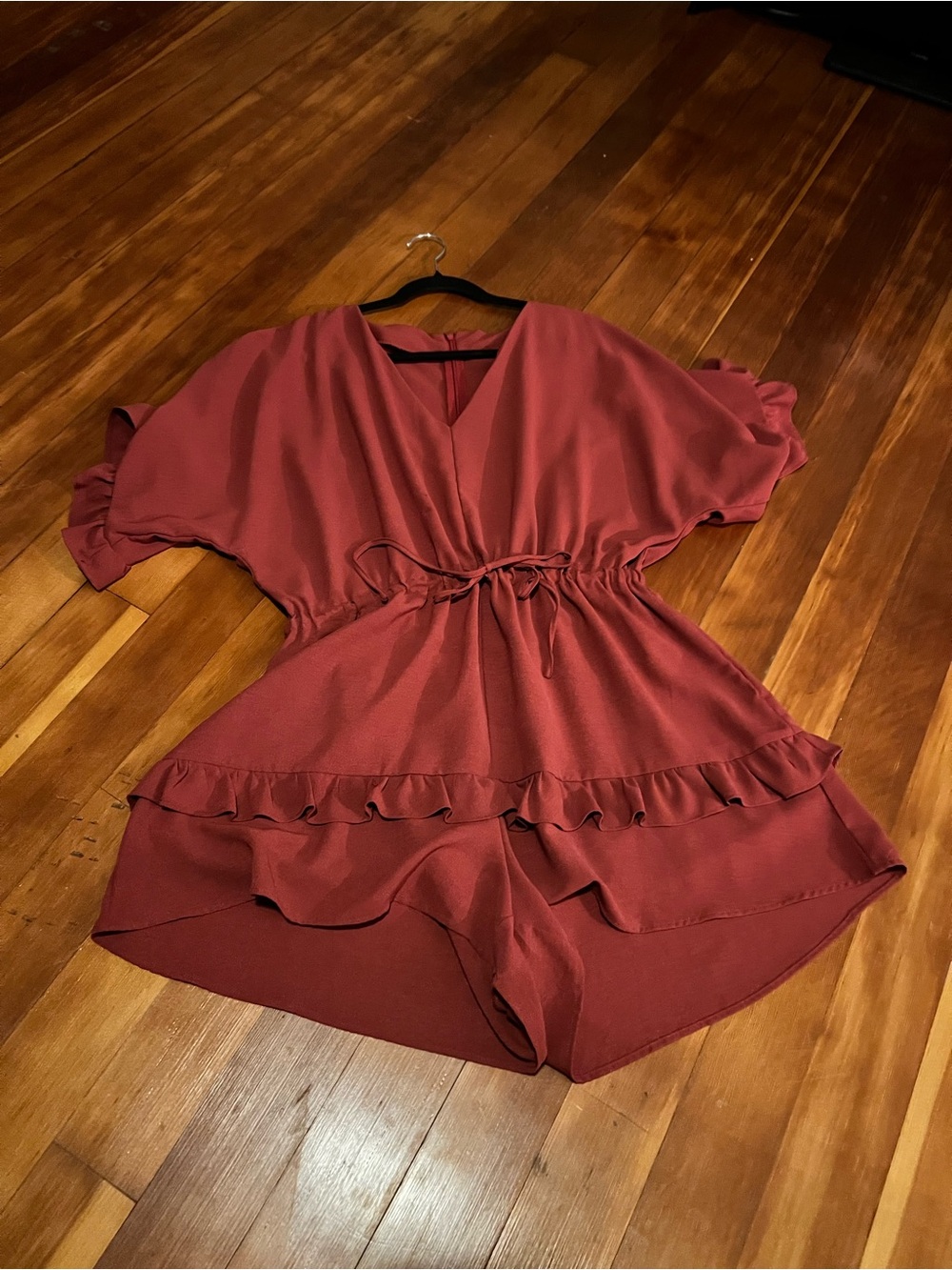 Women's Ruffle Short Romper in Dusty Rose